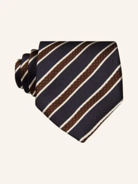 Zegna Kravata tmavě / hnědá / krémová modrá