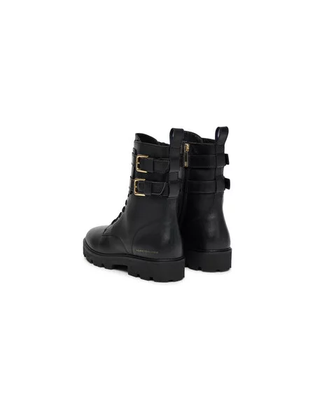 Tommy Hilfiger Škornji Biker Laceup črna