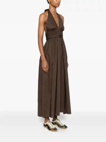 Rochie midi Matteau cu gât halter maro