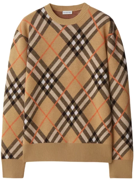 Pulover Burberry în carouri lung maro