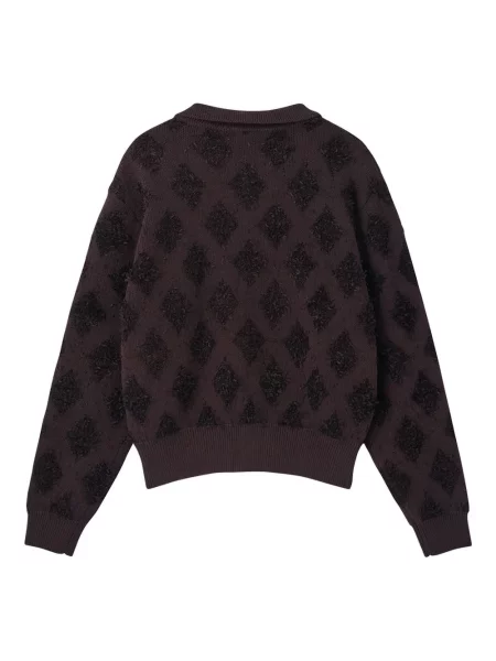 Cardigan Recto cu model argyle maro