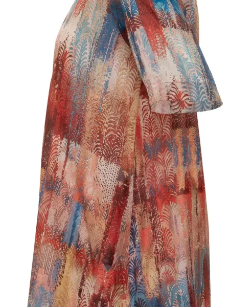 Sukienka Momoni z nadrukiem z dekoltem w serek czerwona