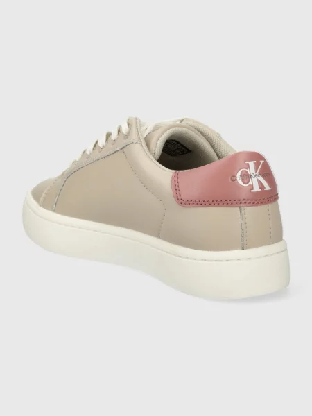 Calvin Klein Jeans sneakersy skórzane CLASSIC CUPSOLE LACEUP LTH WN beżowe