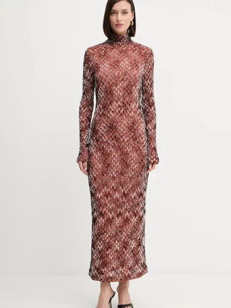 Рокля Missoni дълга с кройка по тялото оранжево