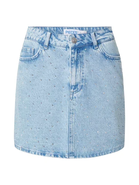 PIECES Fustă PCNOEL denim albastru