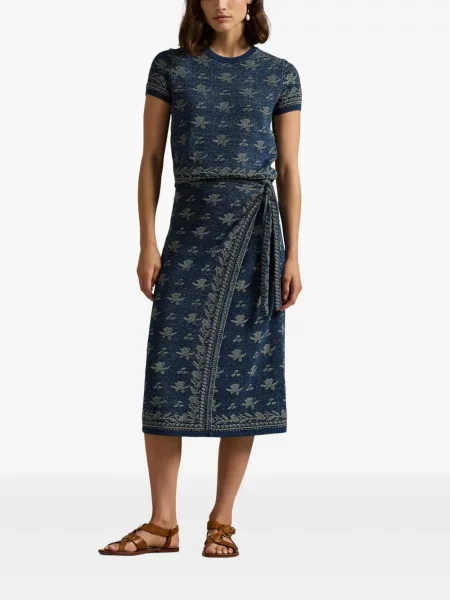 Kostiumas marškinėliai Polo Ralph Lauren satininis iki kelių balta