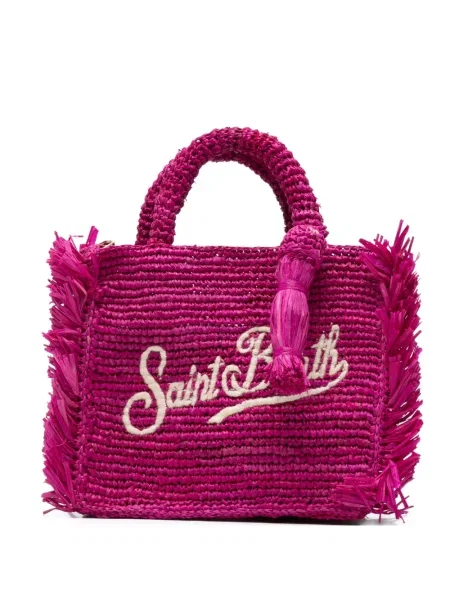 Geantă shopper Mc2 Saint Barth cu broderie roz