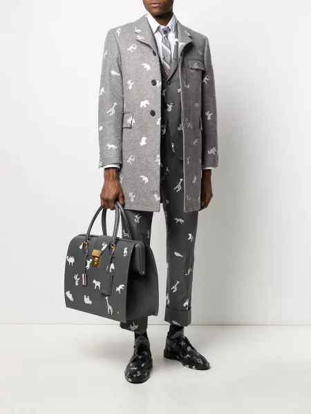 Siuvinėtos kelnės Thom Browne apkarpytas pilka