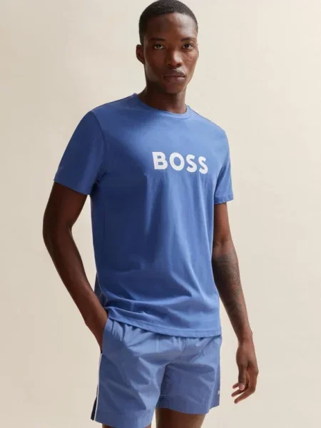 Тениска BOSS с принт синьо