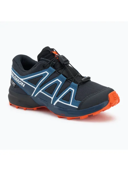 Gyerek futócipő Salomon Speedcross Waterproof sötét tengerészkék/sötétkék/vörös narancs. Méret: 28 EU fekete