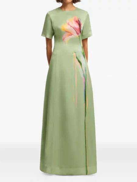 Rochie maxi Leo Lin cu imagine verde