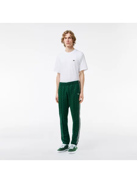 Lacoste Spodnie Dresowe Paris Monogram Jacquard brązowe