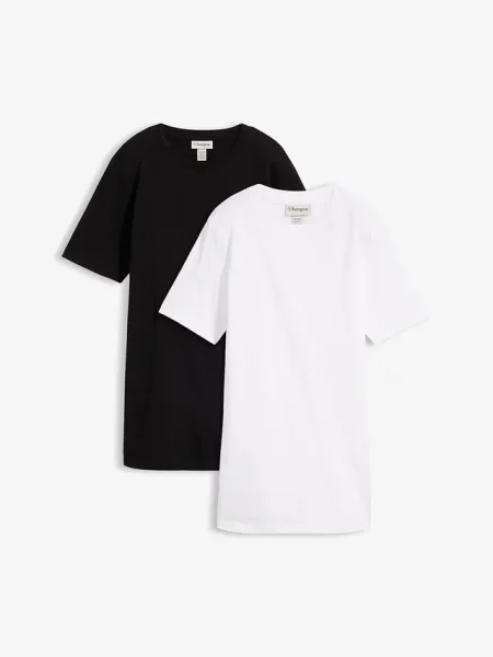 Długi T-shirt z czystej bawełny organicznej 2 szt. czarna