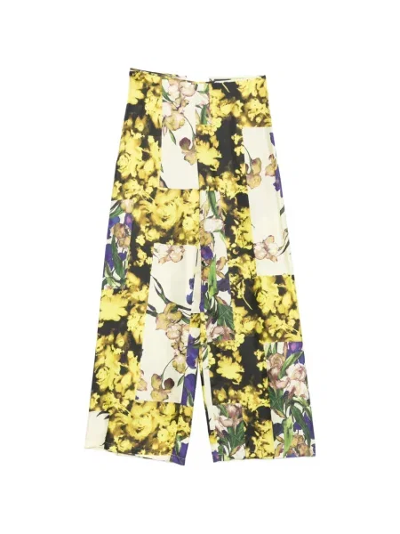 Pantaloni Erika Cavallini cu model floral cu imagine verde