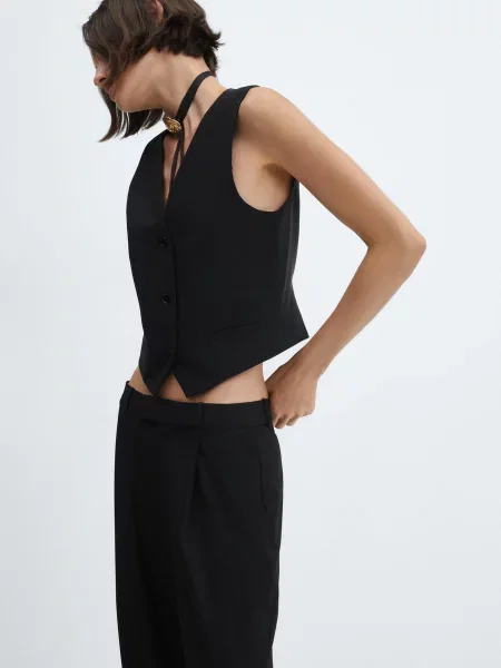 MANGO Жилет класичний Віскоза/поліестер чорний