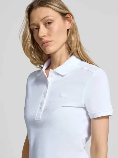 Sukienka polo z mieszanki bawełny krój slim fit Lacoste biała