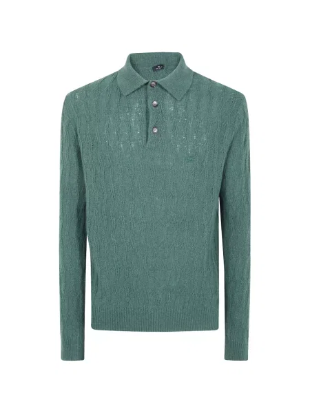 Tricou polo Etro din cașmir verde