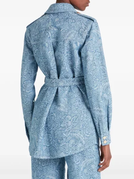 Дънково яке Temperley London на цветя с принт синьо