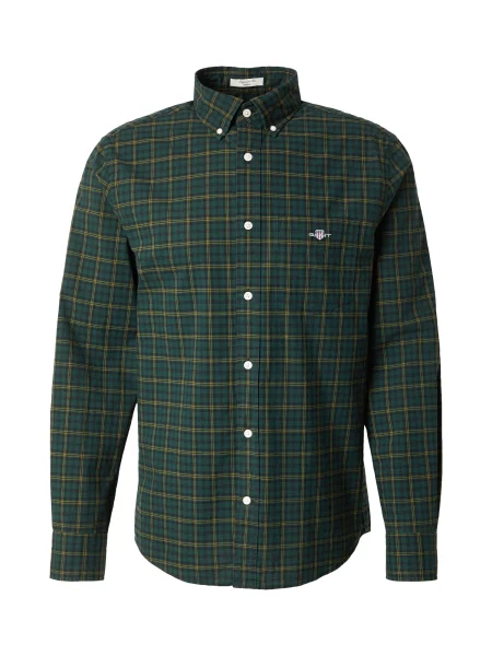 GANT Košeľa CLASSIC tmavožltá / tmavozelená čierna