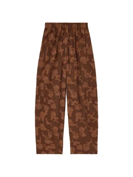 Pantaloni Ganni cu model floral maro