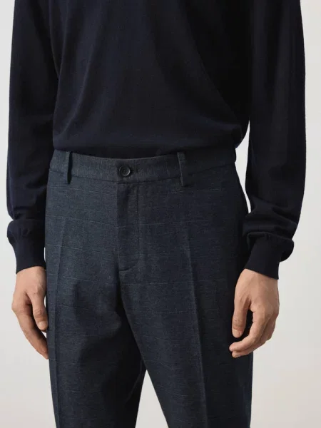 Spodnie flanelowe slim fit Mężczyzna 38 MANGO MAN granatowy