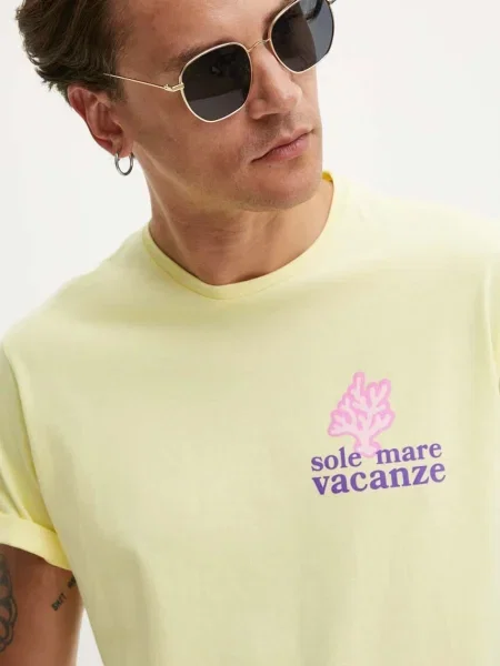 Majica Drivemebikini Sole Mare Vacanze s tiskom žuta