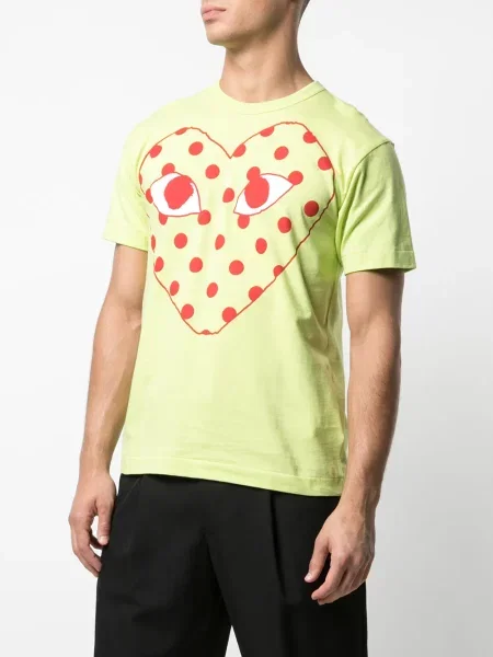Koszulka Comme Des Garcons Play z nadrukiem zielona