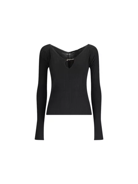 Top Jacquemus z dekoltem w serek czarny