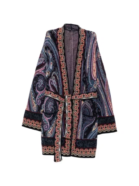 Cardigan Etro cu imagine cu model paisley albastru