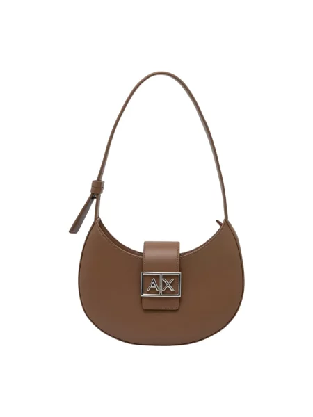 Armani Exchange torebka hobo z imitacji skóry beżowa
