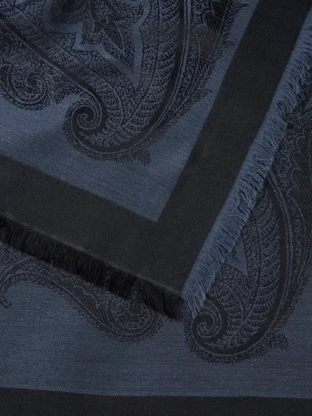 Fular Etro cu model paisley din jacard albastru