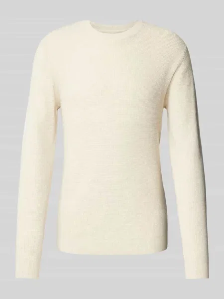 Sweter z dzianiny z okrągłym dekoltem model ‘lagoon’ Matinique beżowy