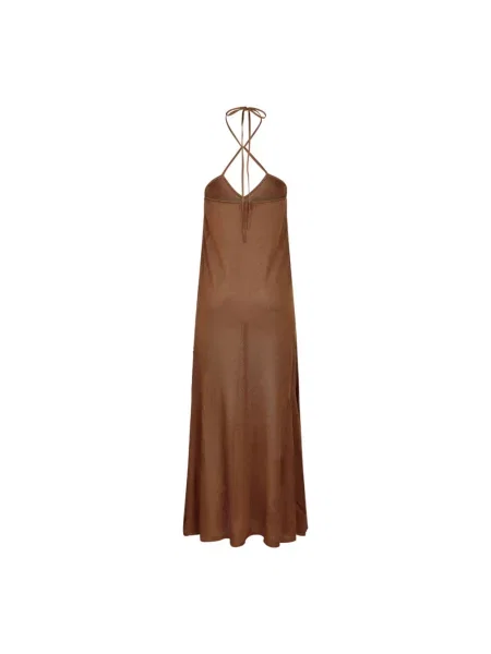 Sukienka maxi Tom Ford z dekoltem halter brązowa