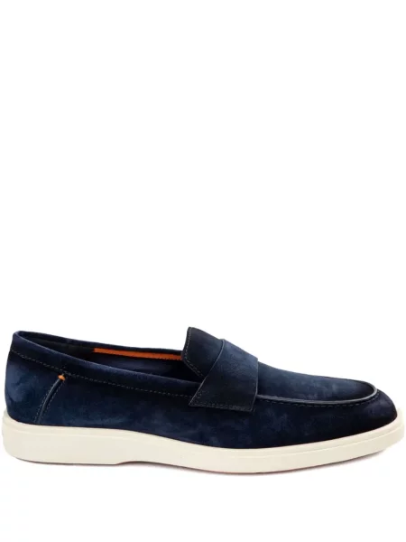 Pantofi loafer Santoni din piele de căprioară albastru