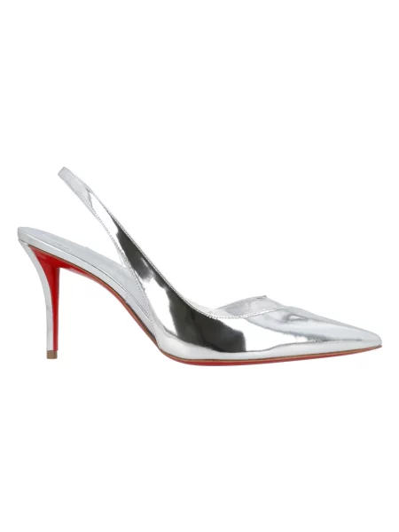 Czółenka Christian Louboutin skórzana z otwartą piętą szara