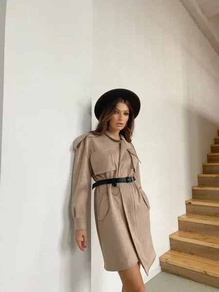 Замшева Сукня міні Milirud бежевий