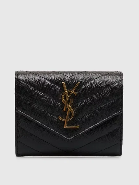 Кожаный кошелек Saint Laurent черный