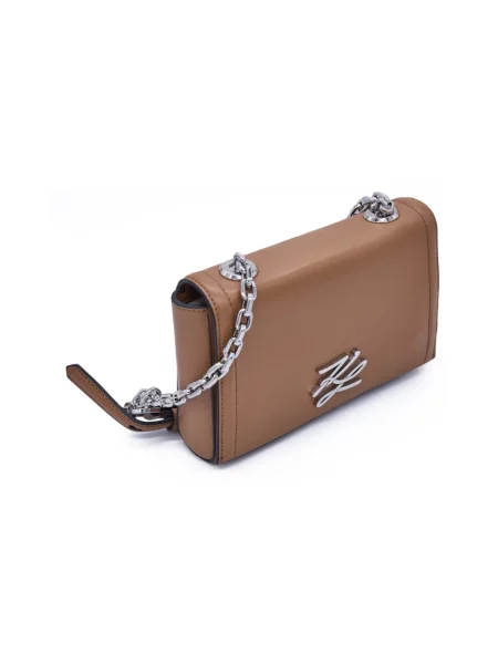 Torebka crossbody Karl Lagerfeld skórzana z logo brązowa