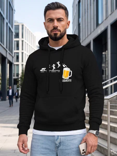 Bluza z kapturem z nadrukiem Dstreet czarna