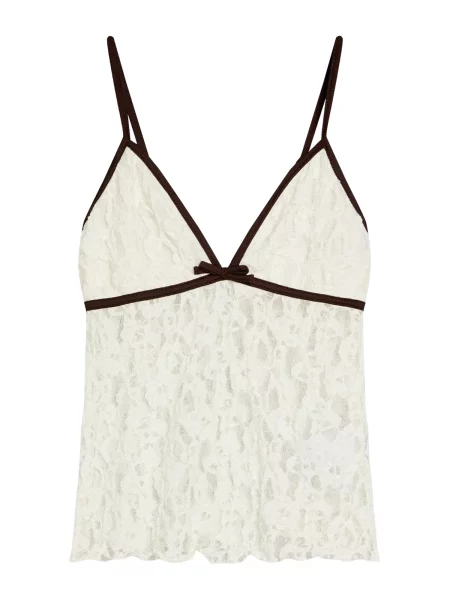 Bershka Top črna / off-bela bela