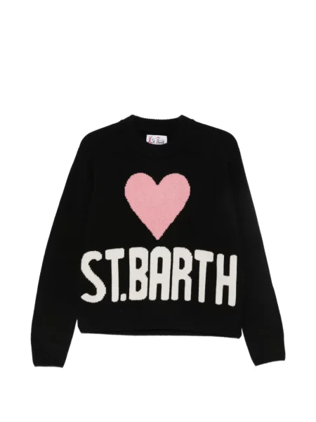 Pulover Mc2 Saint Barth cu motiv cu inimi cu autograf negru