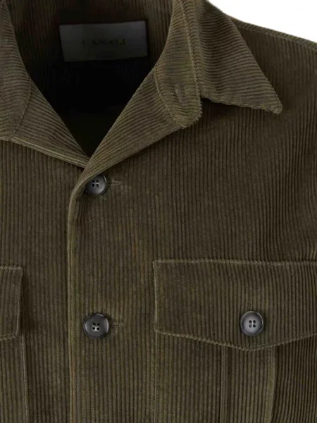 Geacă cămașă Canali de catifea cord verde