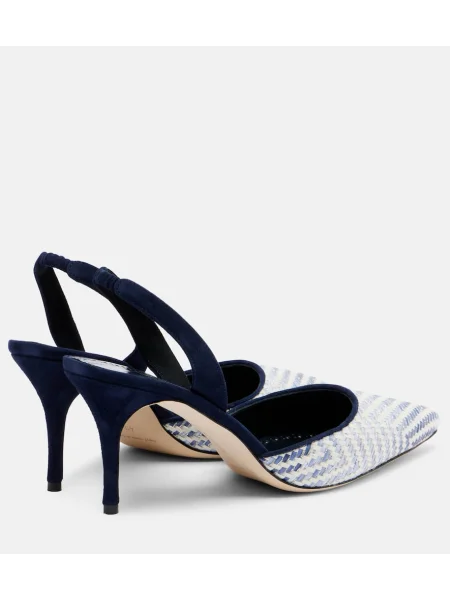 Pantofi cu toc Manolo Blahnik slingback alb