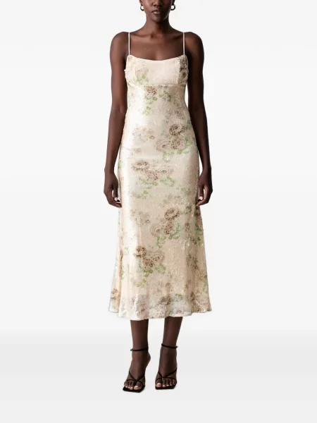 Rochie midi Bardot cu paiete cu model floral