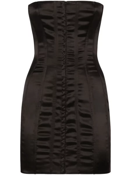 Szatén pánt nélküli ruha Dolce & Gabbana fekete
