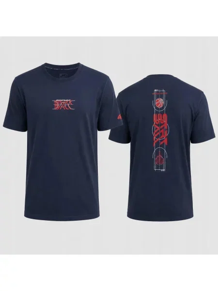 T-SHIRT 4F KOSZULKA SPORTOWA Z NADRUKIEM L niebieska