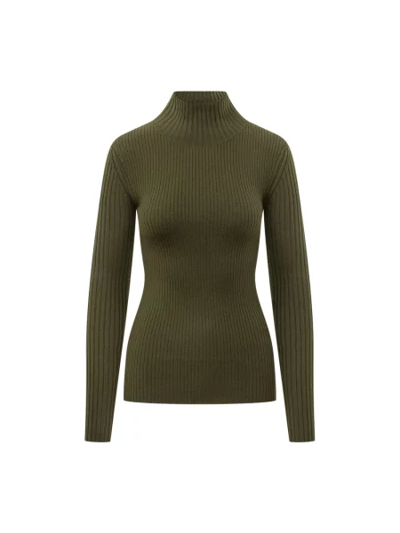 Lniany sweter z golfem Victoria Beckham zielony