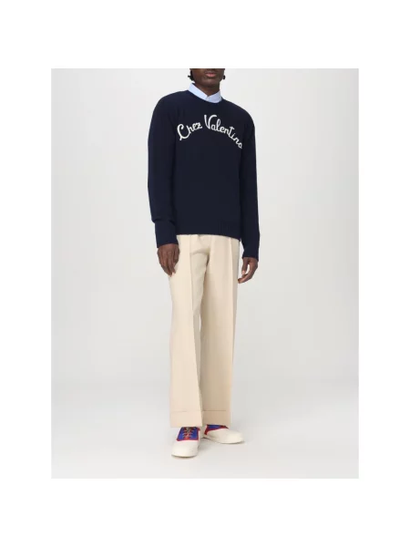 Lniany sweter Valentino niebieski