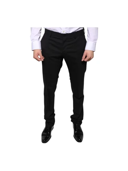 Skinny spodnie Dolce And Gabbana wełniane czarne