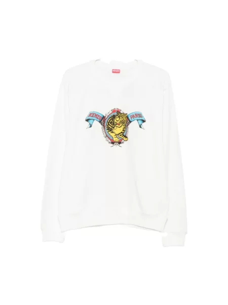 Bluza Kenzo z kapturem w tygrysie prążki biała